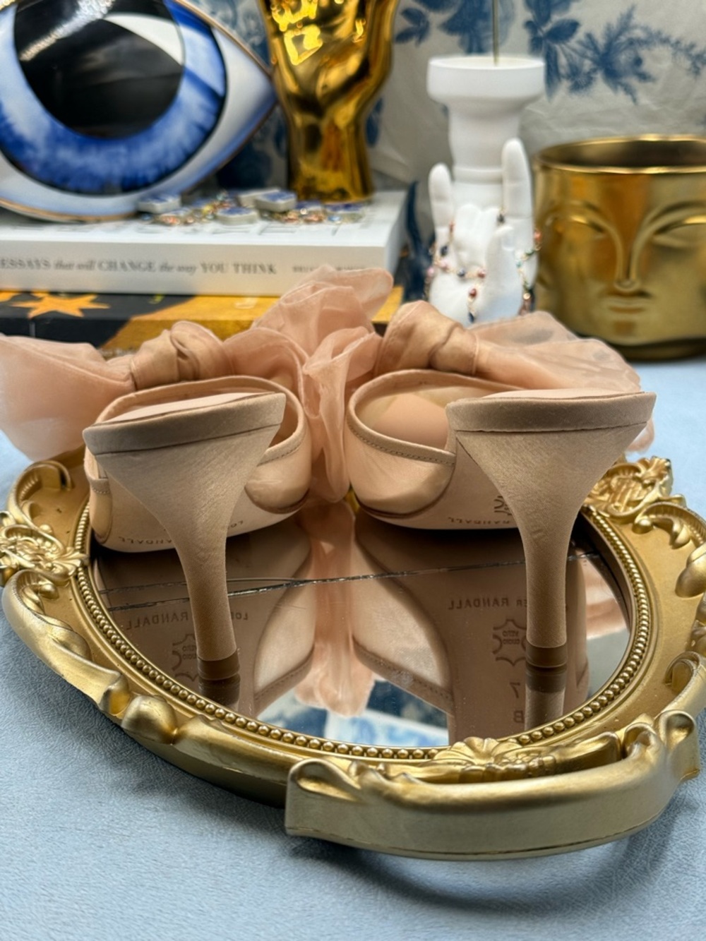 🆕 LOEFFLER RANDALL 🧿 NWOB Margot Bow Mule, Nude Organza Mesh - Sz 7 - Picture 11 of 15